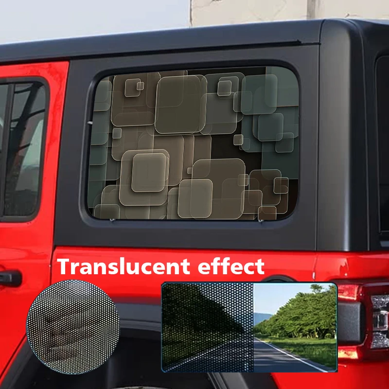 

Двухкомпонентная наклейка на боковое стекло для окон пикапов с прозрачной перфорированной виниловой пленкой.