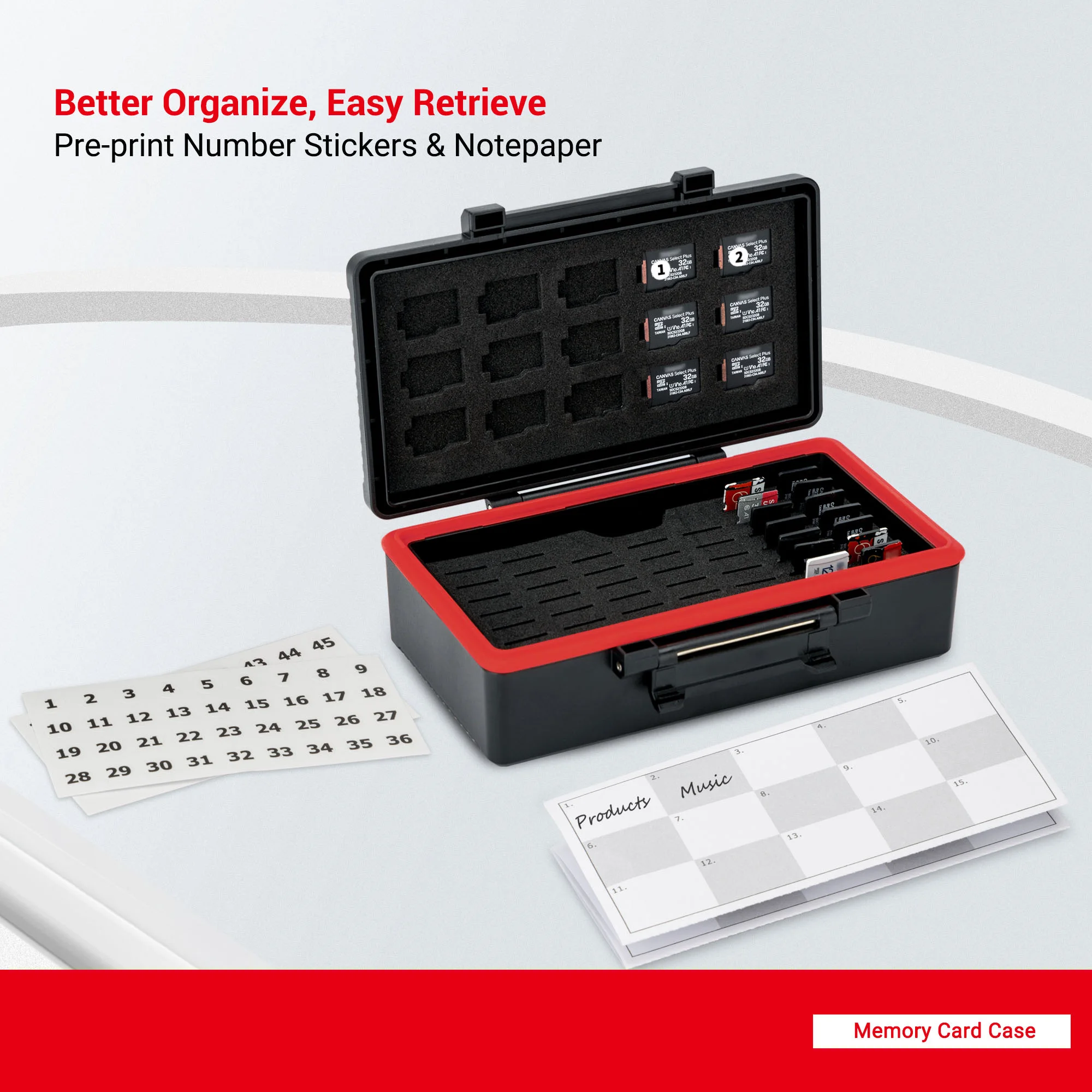 58 Slots TF Micro SD MSD Memory Card Case Holder Water-Resistant Anti-lost Anti-shock Storage Organizer with Labels & Notepaper - view 5