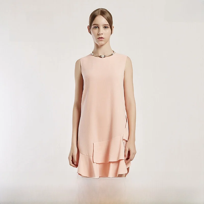 

Простое круглое платье миди Ne Svel с кружевным подолом от Master Teacher Lu, летнее, однотонное, для повседневной носки, женское