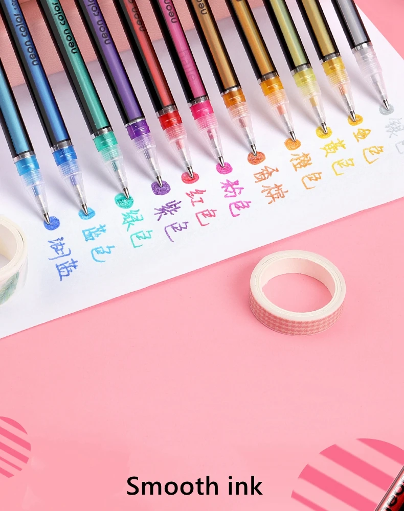 12-teiliges Metallic-Glitzer-Gelstift-Set, glitzernd, für Erwachsene, zum Ausmalen, Journaling, Kunstzeichnen, Kunstmarker, Schul- und Bürobedarf – Detail 8