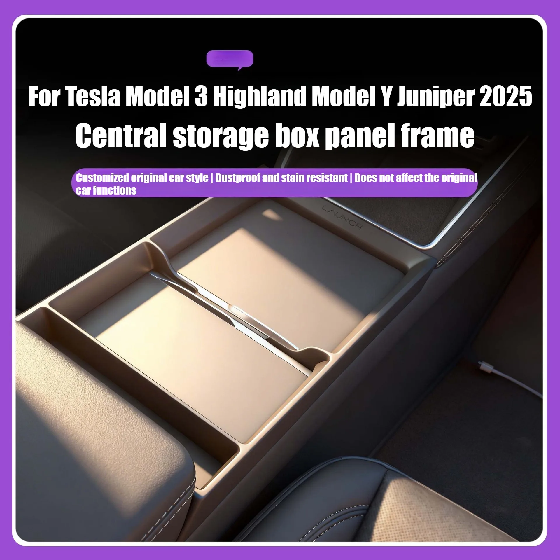 

For Tesla Model Y Juniper 2025 2026 Model 3 Highland Central Control Storage Box Panel Frame Glasses Case Auto Car Accessories