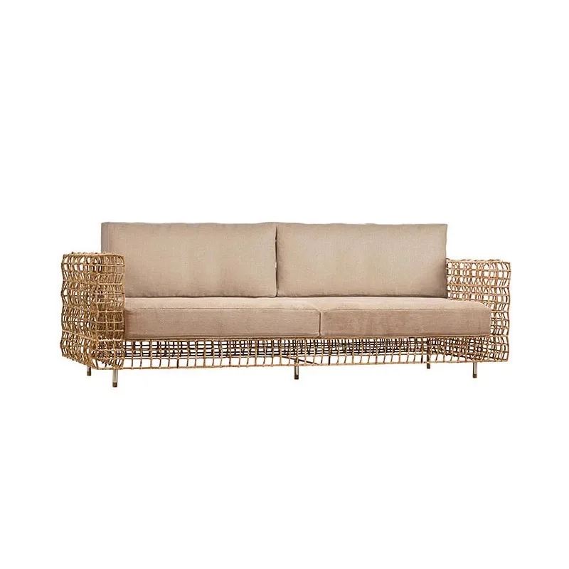 Simple wind rattan sofa cafe living room double three personality creative American retro B & B hotel outdoor sofa