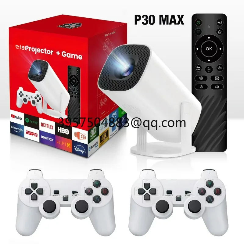 4K game projector P30MAX chip H713 handheld double wireless handle high definition