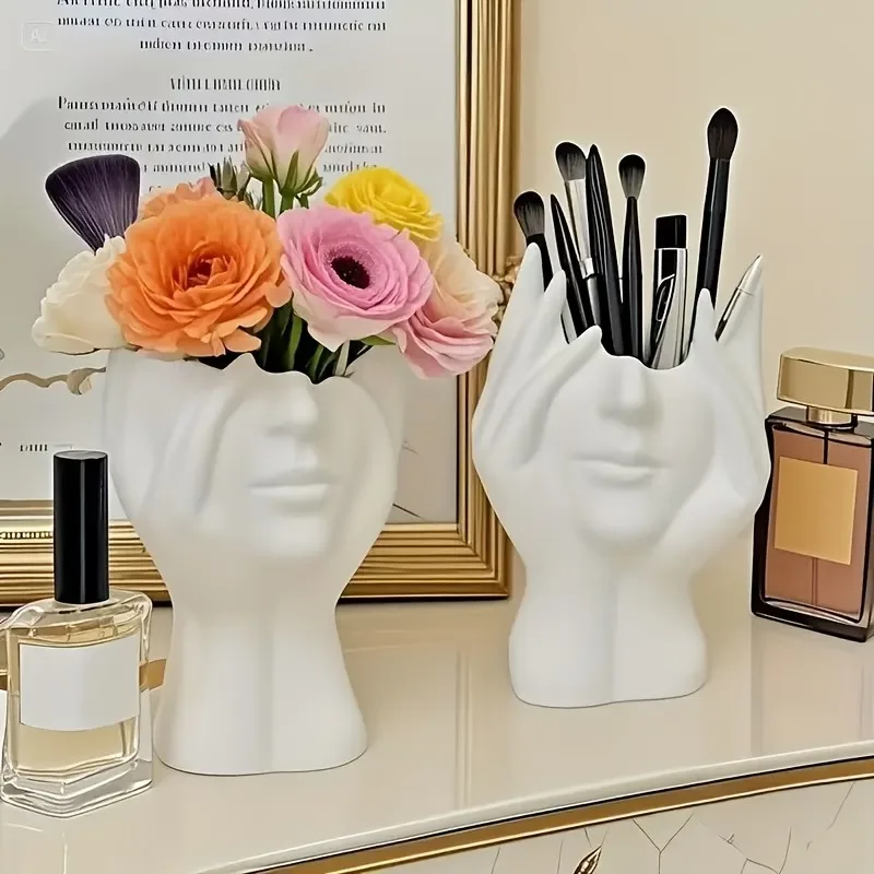 3D Printed Creative Human Body Art Shaped Makeup Brush Holder Pen Cup - Suitable for Dressing Room Bathroom Bedroom Living Room