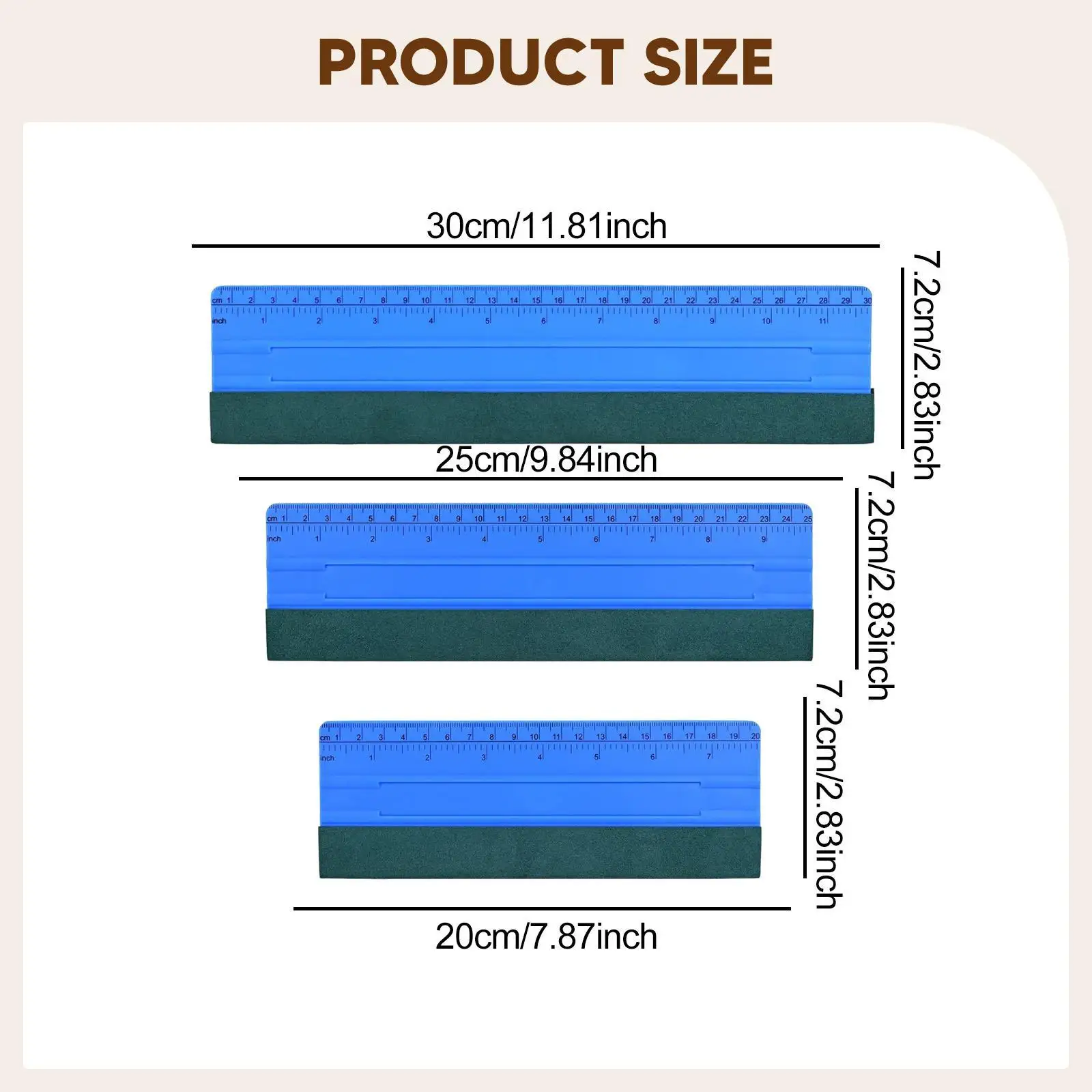 Multi Size Felt Squeegee Scraper for Vehicle Window Tint Film Application and Graphic Decal Tool