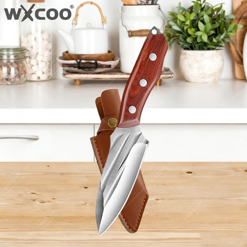 WXCOO Handgeschmiedetes Gemüse-Hackmesser, Metzger- und Ausbeinmesser, Fisch- und Fleischschneidemesser, Kochmesser mit Holzgriff, Küchenmesser