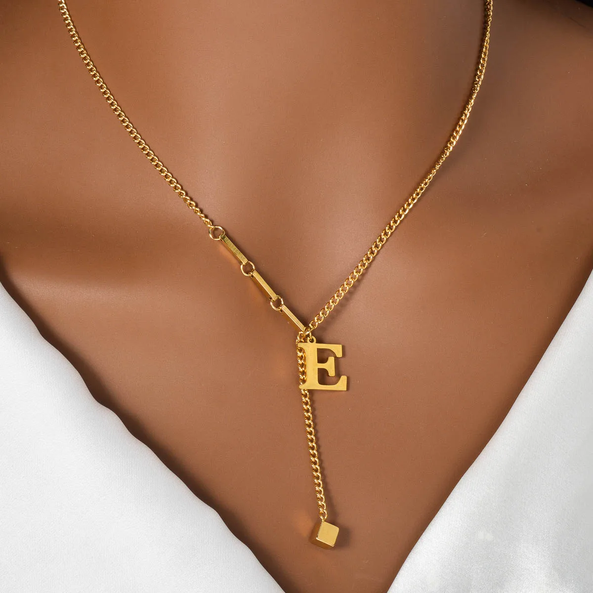 Stainless Steel English 24 Letters Chain Necklace Gift for Men Fashion Charms High Quality Pendants Women Gift for Friendship