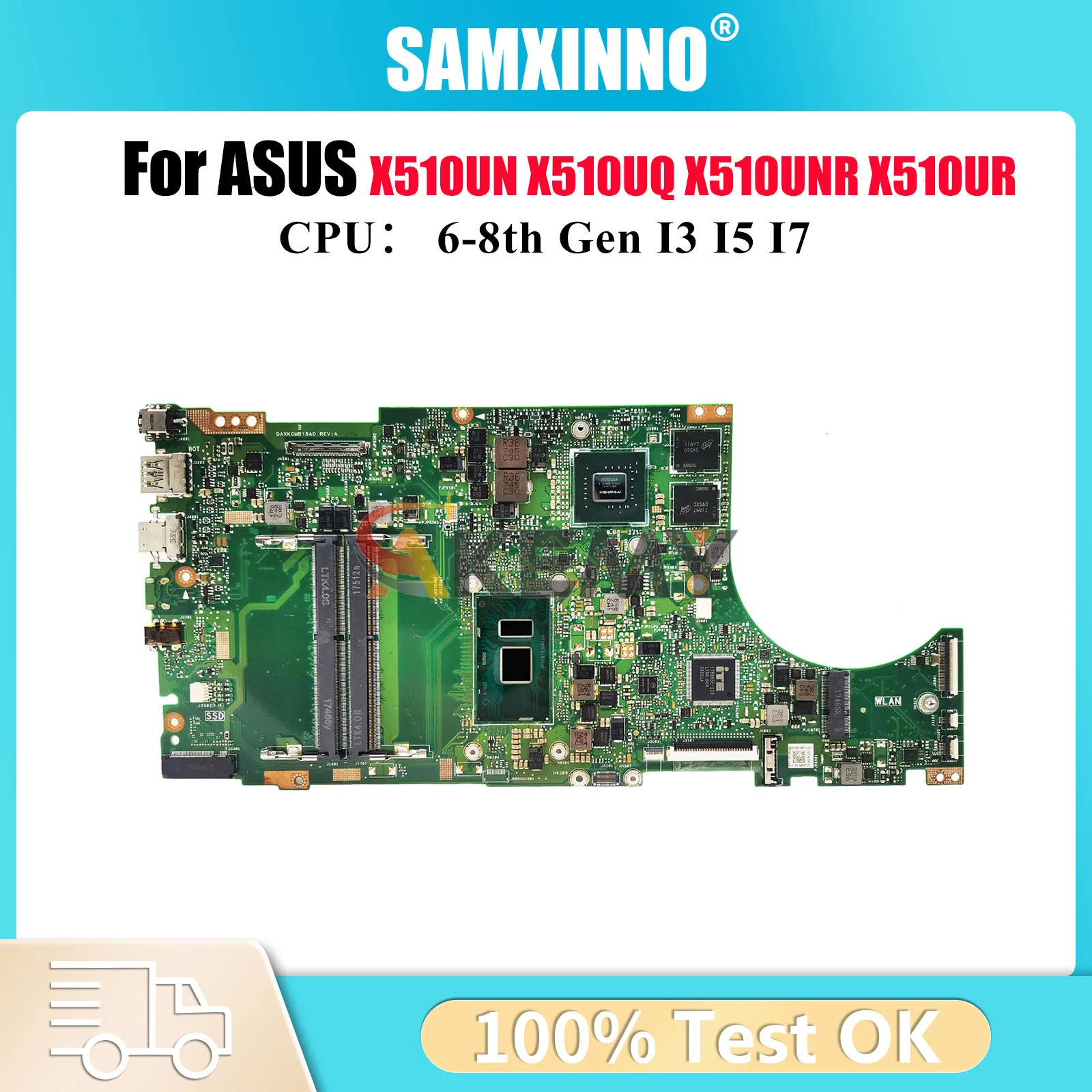 

X510UN Материнская плата для ноутбука ASUS X510UNO X510URR X510UR S510U X510U X510UNR S5100U X510UQ X510UQR A510U Материнская плата I3 I5 I7 CPU