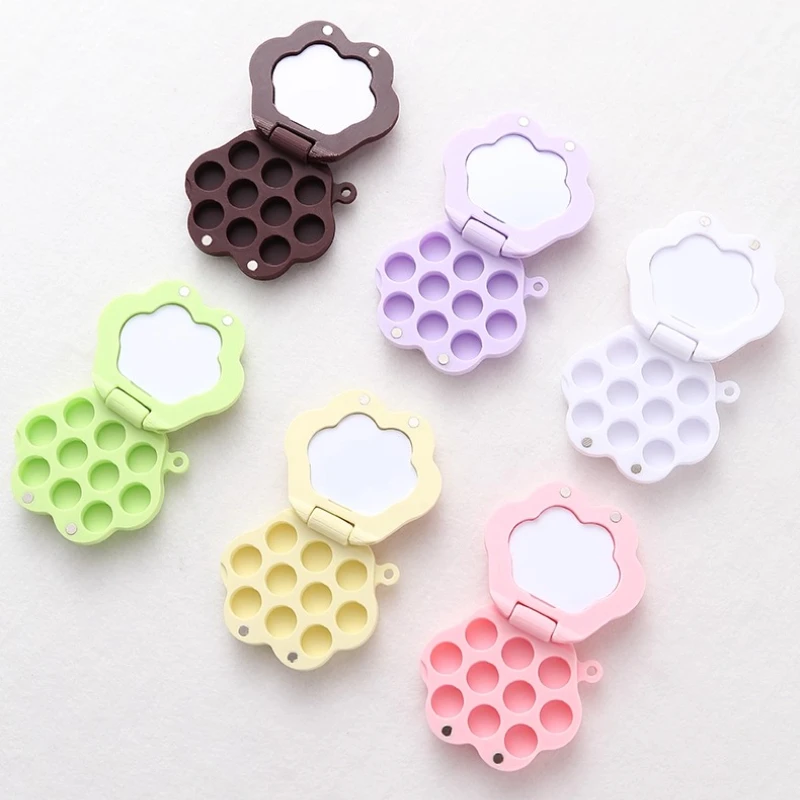 لطيف صغير القط مخلب لوحة المحمولة المائية الصباغ التعبئة صندوق فارغ ثلاثية الأبعاد الطباعة لوحة ألوان مائية صندوق لوازم الفن #2