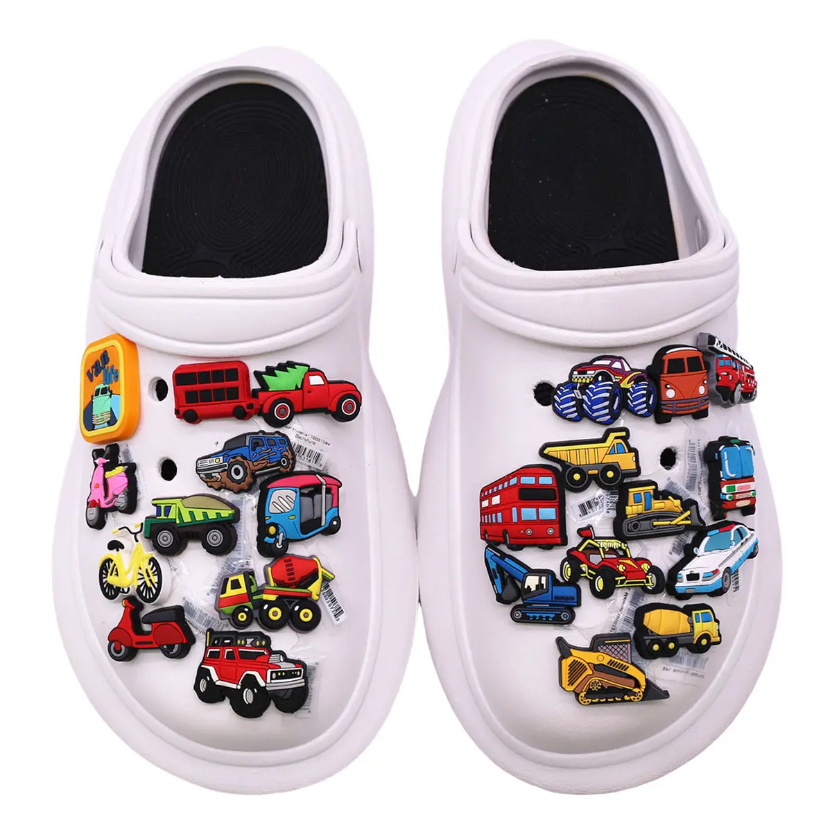 1 Pcs Cartoon Cars PVC Shoe Charms Truck Buses Motorcycle Bike Shapes Shoe Accessories Clog Pin Unisex Shoe Buckle Decorations