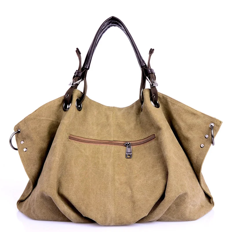 Frauen Leinwand Messenger Bags Weiblichen Umhängetaschen Solide Schulter Tasche Mode Lässig Designer Weiblichen Handtasche Große Kapazität Tote – Detail 4