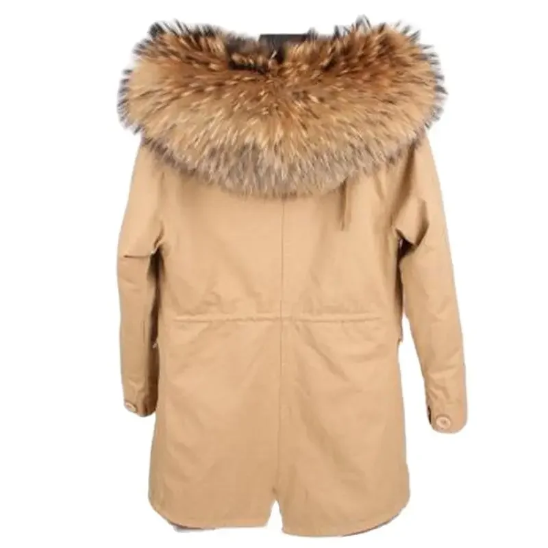 New style Winter Jacket Women Natural Raccoon Fur Collar Raccoon Fur Liner Waterproof Parka Real Fur Coat warm thick streetwear