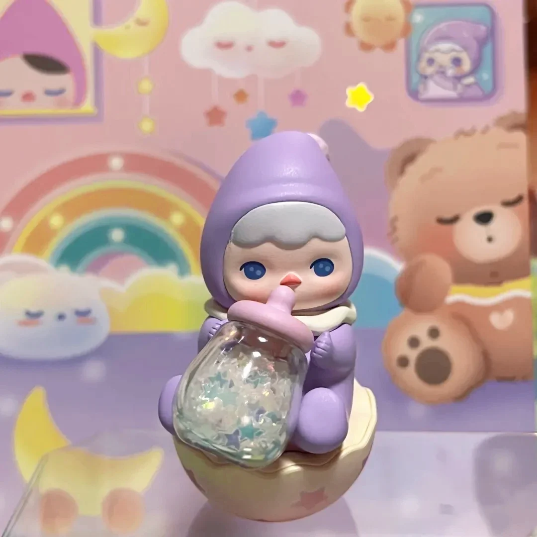 

PUCKY Baby Milk Bottle Doll Action Figure Toy Cute Beanie Purple Tumbler Fairy Feeder Angel Figurine Home Decoration Designer