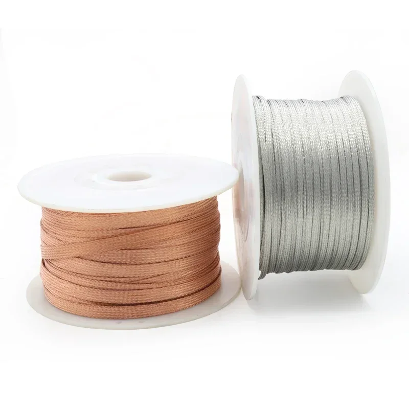 2M/5M Tinned Plating Copper Braided Sleeve 2mm ~ 30mm Expandable Metal Sheath Screening Signal Wire Cable Shielded