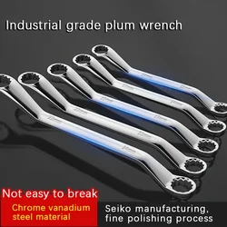 Double-Head Plum Wrench Set, Extended Two-in-One Design, Mirror Polished Chrome, Internal Hex, Perfect for Auto Repair
