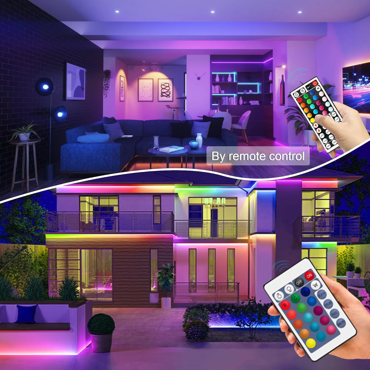 RGB Neon LED Strip Waterproof Flexible Ribbon Tape Neon Lights with App 44key Remote Control for Home Room Outdoor Decoration