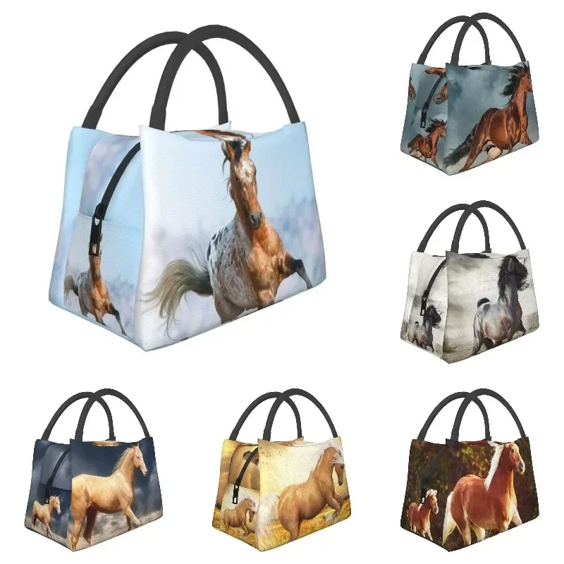 Appaloosa-fiambrera térmica portátil para mujer, bolsa de almuerzo con aislamiento al galope, ideal para correr, acampar en la playa