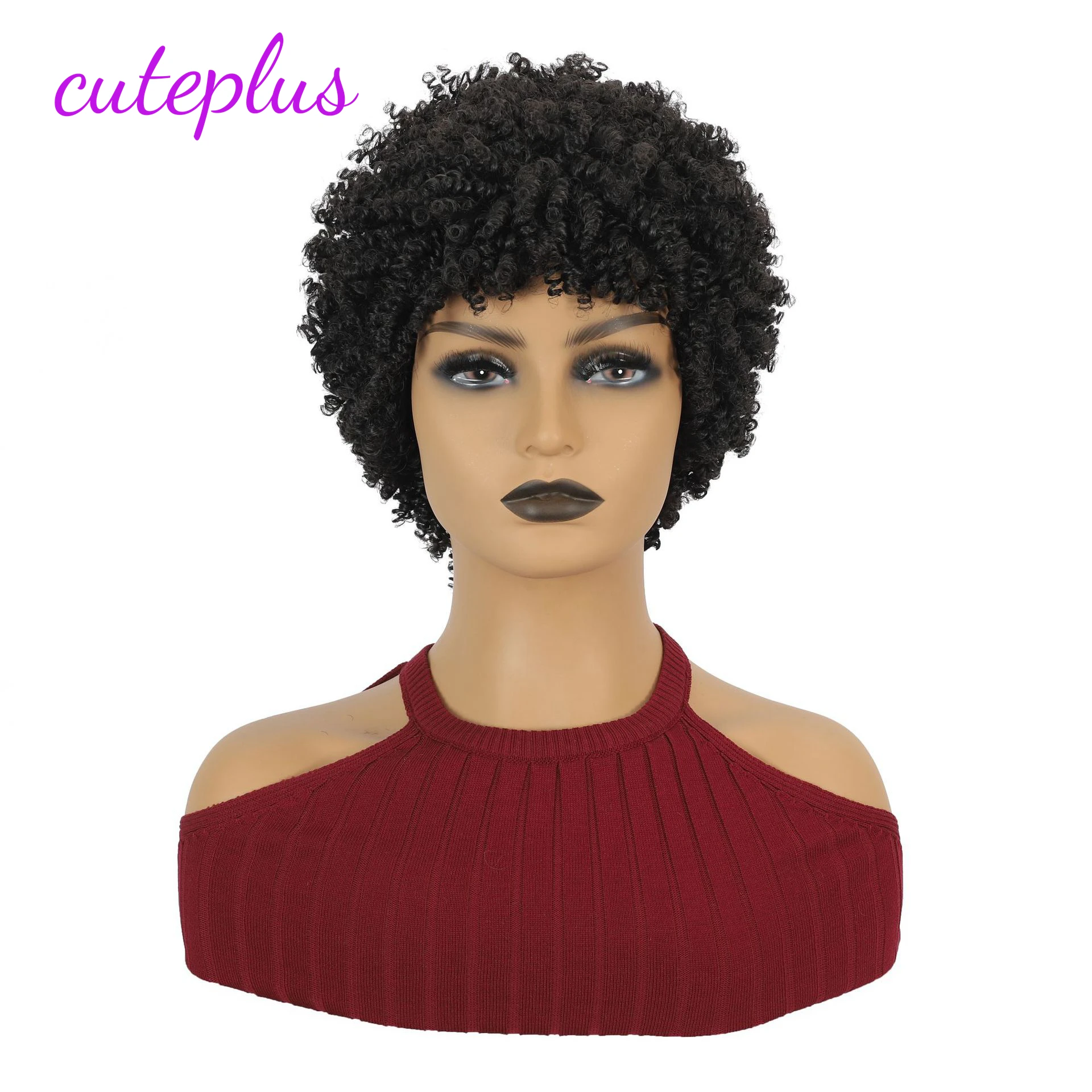 Short Little Screw Roll synthetic Headgear for Black Women, Fluffy Afro Wig, African Pop Roll Headgear, Perfect for Daily Use