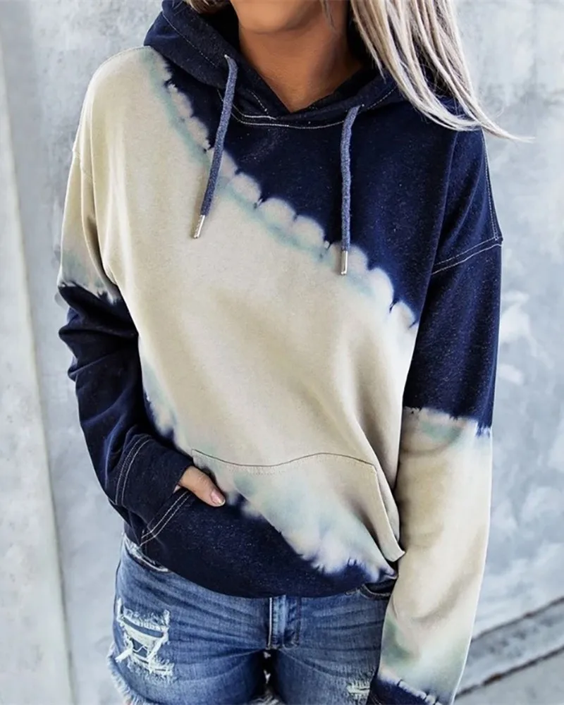 Hooded gradient sweatshirt for women with British style long sleeved loose positioning printed sweatshirt, new style