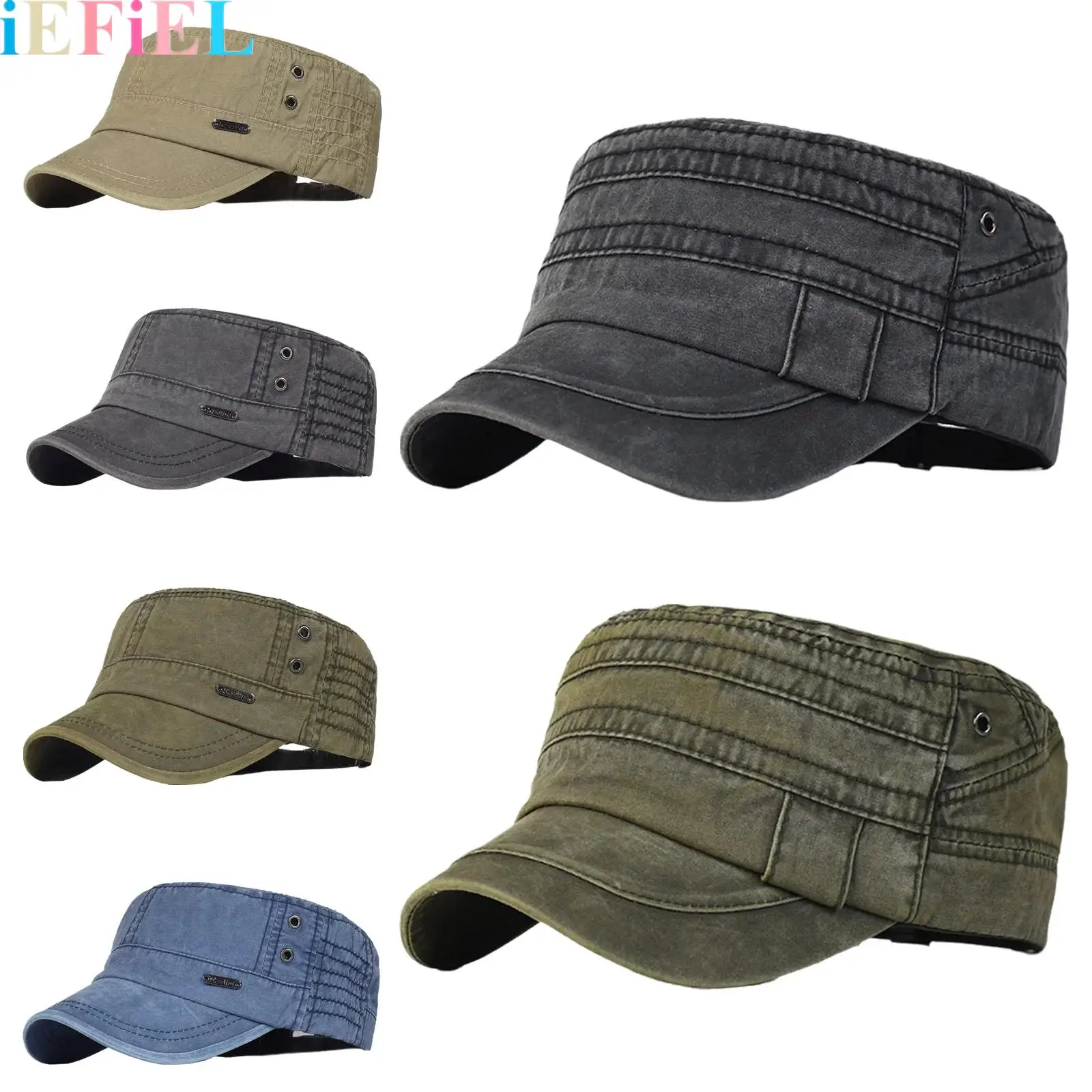 

1Pcs Men Women Unisex Flat Top Hat Wide Brim Adjustable Cap Hat for Outdoor Travel Camping Hiking