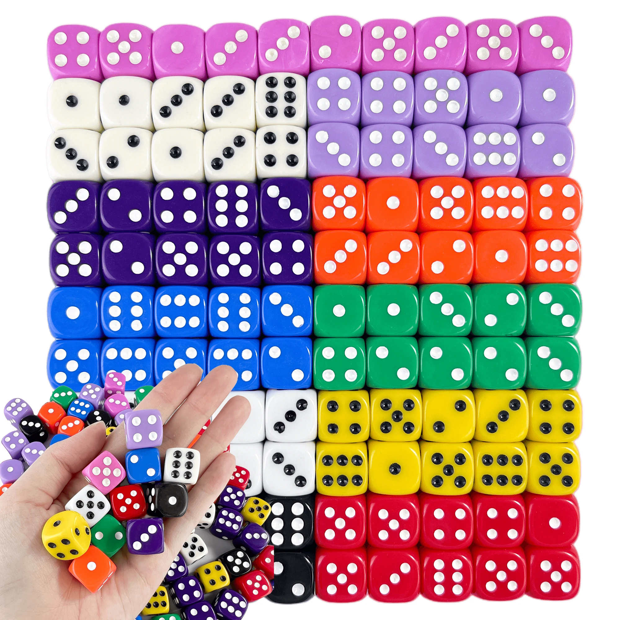 

16mm Standard Dots Dice, 10Pcs D6 Dice for Entertainment Family Party Game Fun Gaming Accessories