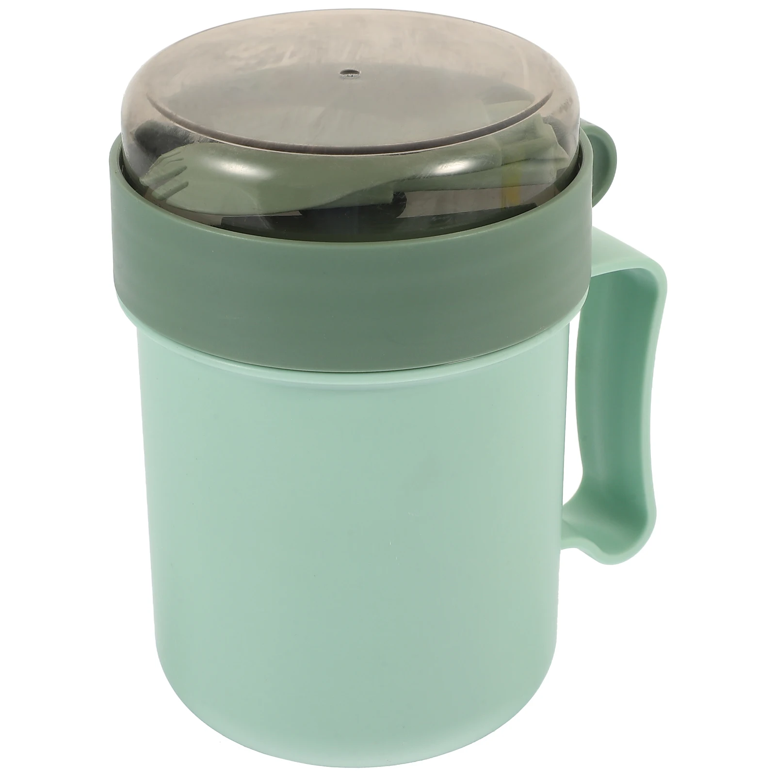 

Portable Breakfast 500ml PP Soup Mugs Spoon Non-Slip Grip Travel Cereal Bowls Lids Microwave Breakfast Cup Kitchen Office