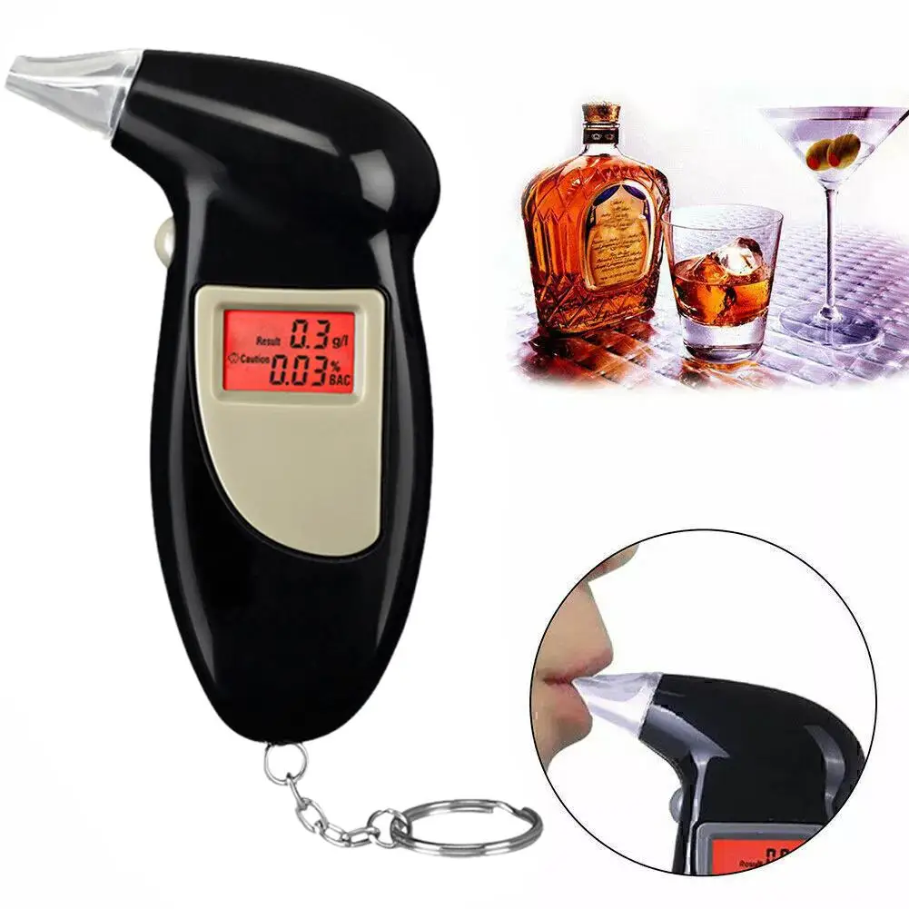 เครื่องทดสอบแอลกอฮอล์แบบพกพาดิจิตอลแอลกอฮอล์ Breathalyzer จอแสดงผล LCD Alcotester เครื่องทดสอบแอลกอฮอล์ Breathlyzer ตํารวจ Backlight S0H5