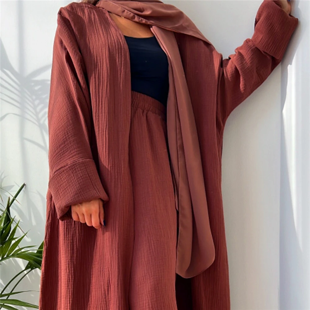 

Open Abayas Kimono Muslim Women Cardigan Maxi Dress Islamic Clothing Dubai Saudi Robe Casual Kaftan Ramadan Eid Outwear Jalabiya