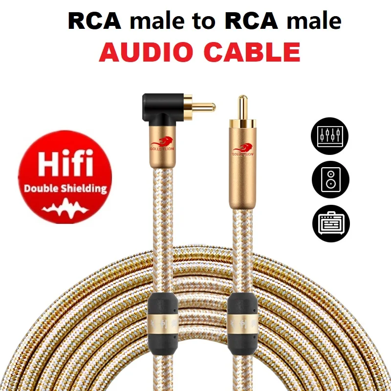 Cabo de áudio coaxial digital rca macho para rca macho, para subwoofer, dvd, tv, amplificador, sistema de home theater, adaptador rca, cabos blindados