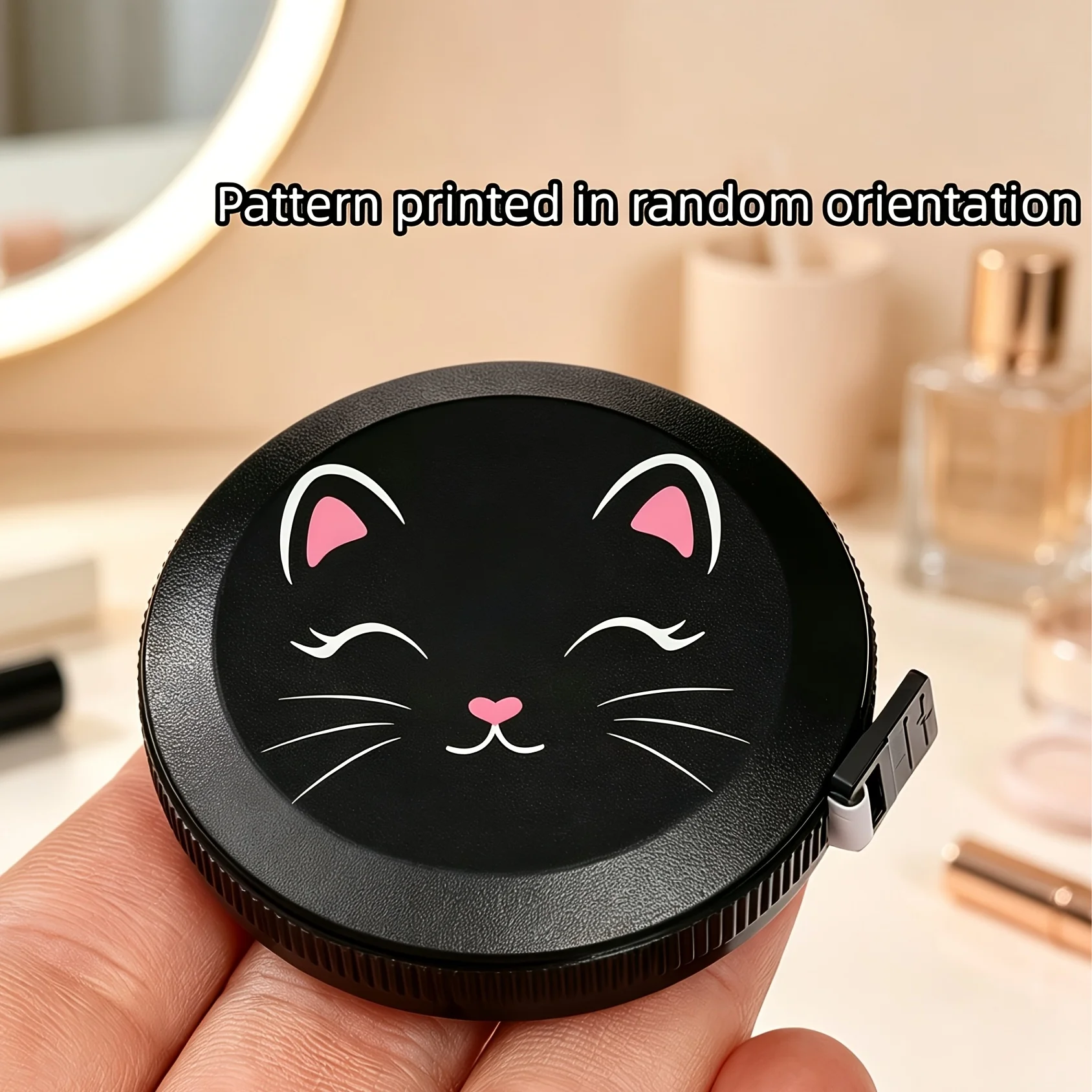 Cute Cat Expression Mini Telescopic Measuring Tape, 150Cm/60Inch, Double-Sided Imperial And Metric Measuring Tape