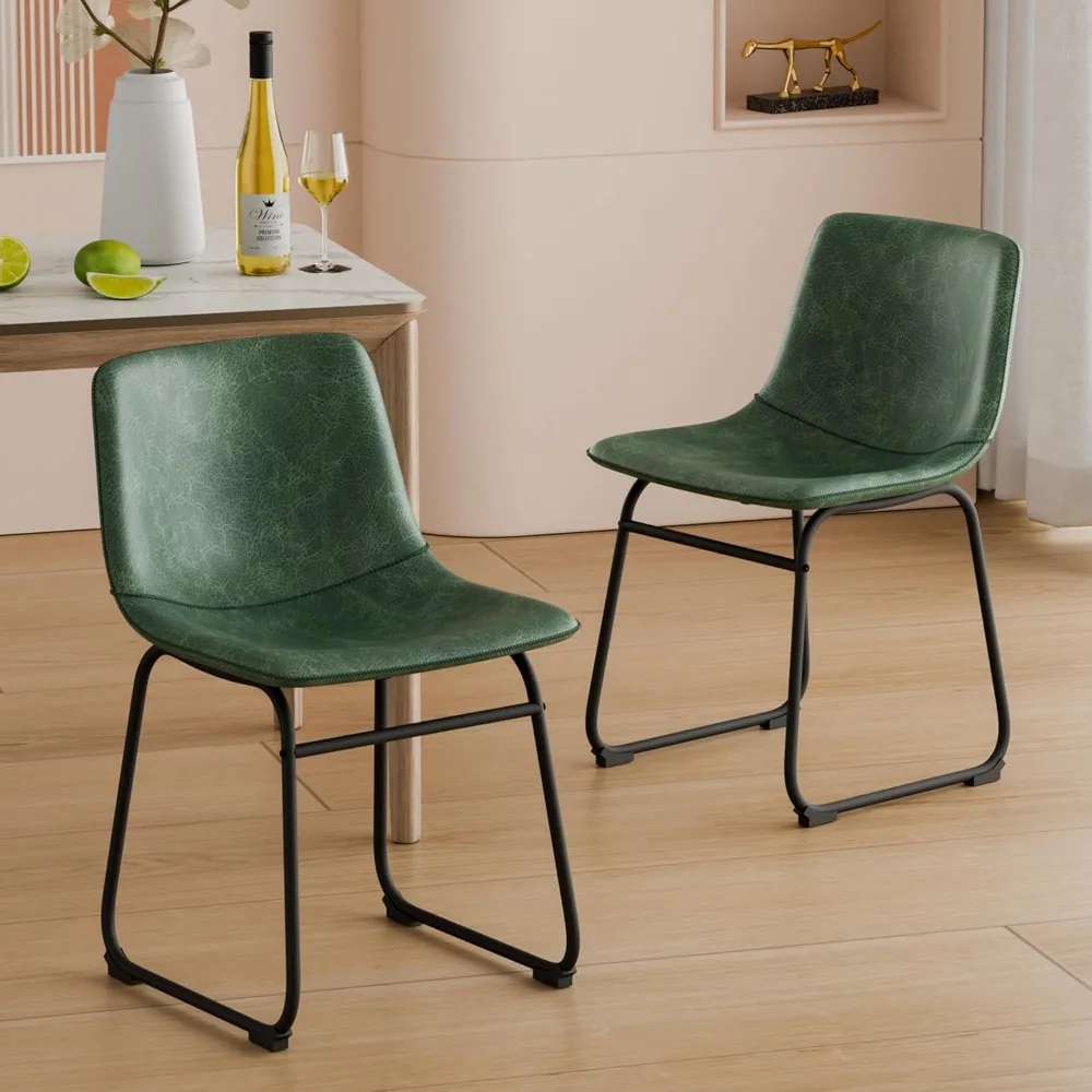 

Dining Chairs Set of 2, 18 Inch Modern Armless Dining Chair with Back, Faux Leather Kitchen Dining Room Chair with Metal Legs fo