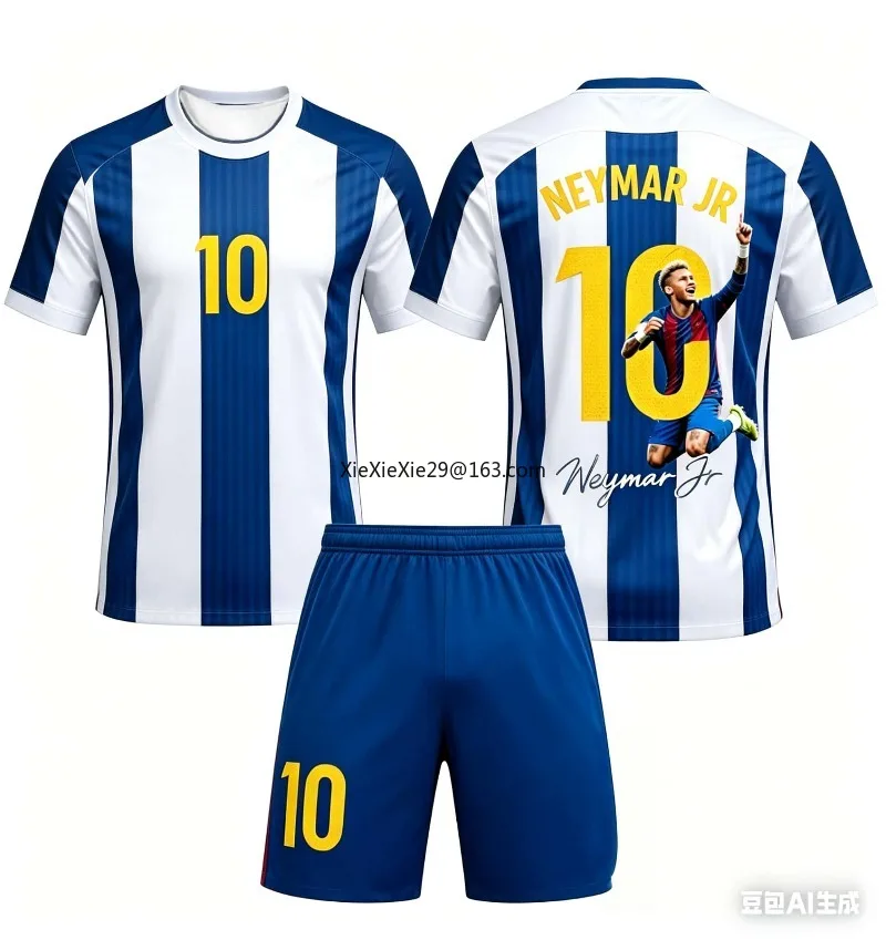 Neues Trendiges Neymar Special Edition AI Fußball Kinder T-Shirt und Shorts Set für Herren und Damen Training Atmungsaktive Sportbekleidung