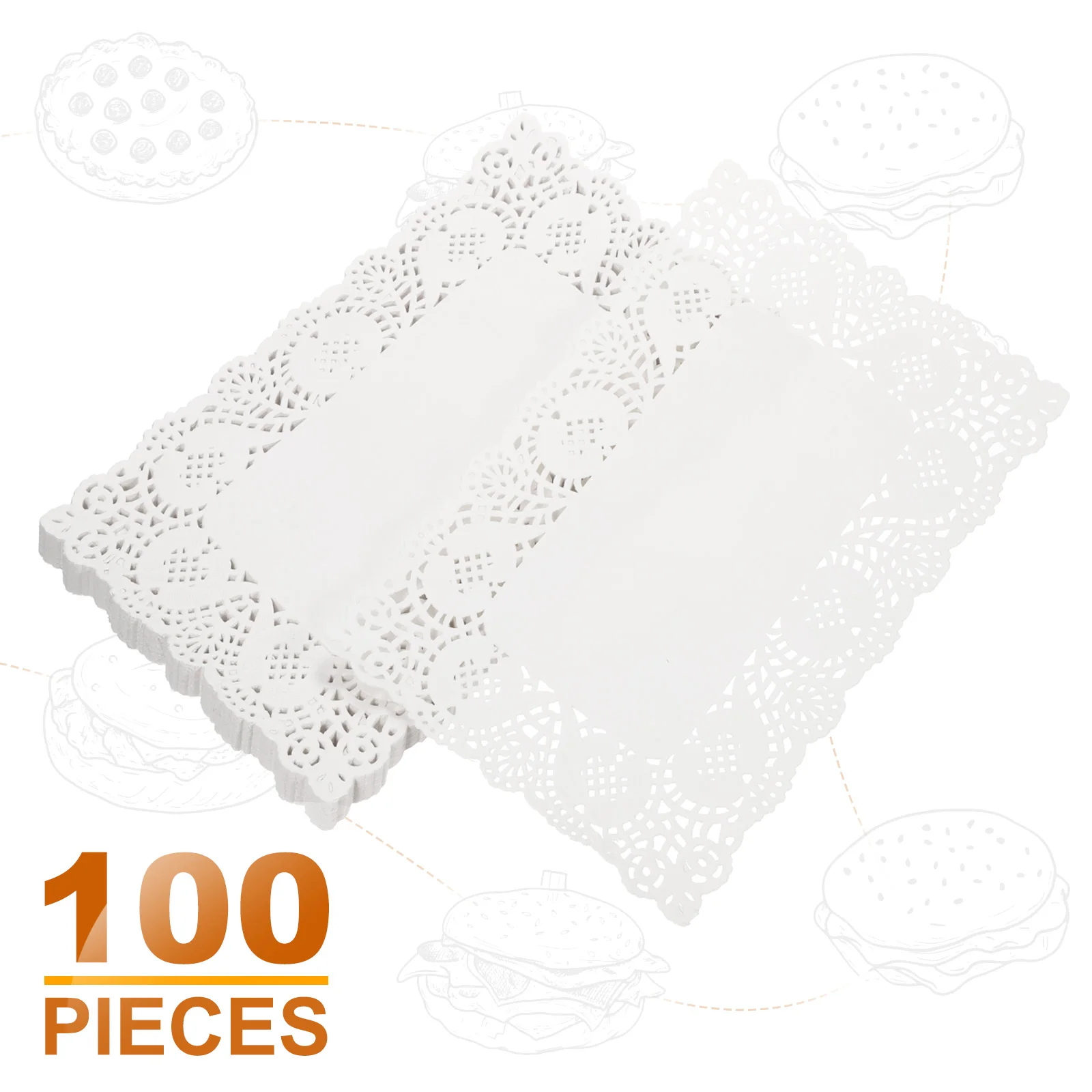 100pcs Lace Paper Doilies White Rectangle Round Oval Disposable Decorative Paper Placemats Hollow Flower Absorbing Papers