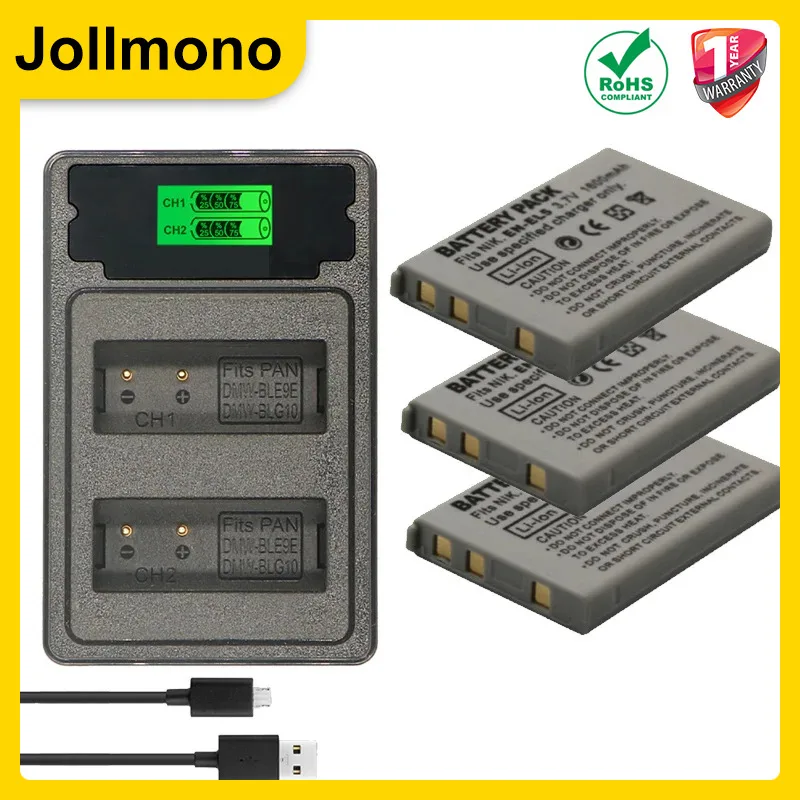 1600mAh EN-EL5 Digital Camera Battery+USB Charger for Nikon Coolpix P4 P80 P90 P100 P500 P510 P520 P530 P5000 P5100 L10