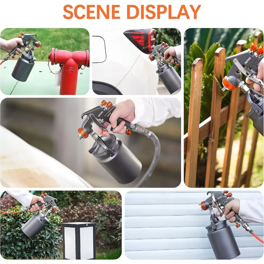 Spray Gun Siphon Air Spray Gun with 1.8mm Nozzle and 1000CC Aluminum Cup for Automotive Paint Furniture House Painting and DIY