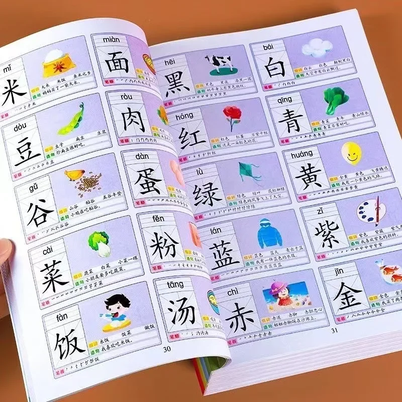 

4 Books 3600 Words Chinese Characters Pinyin Han Zi Read Early Education Literacy Enlightenment Kids Aged 3-8 Years