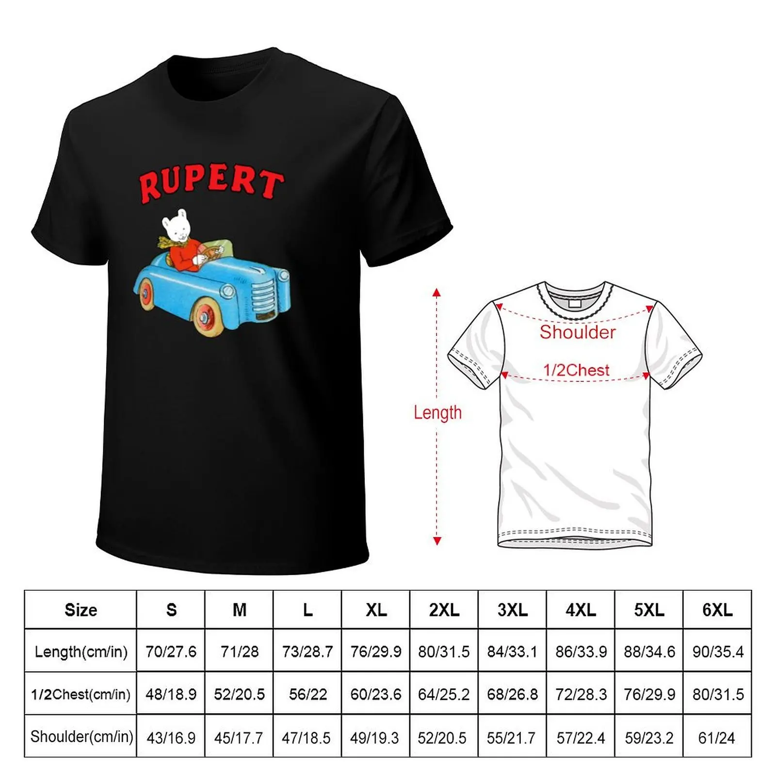 Rupert bear drives a car T-Shirt men t shirt cotton 100% T-Shirt