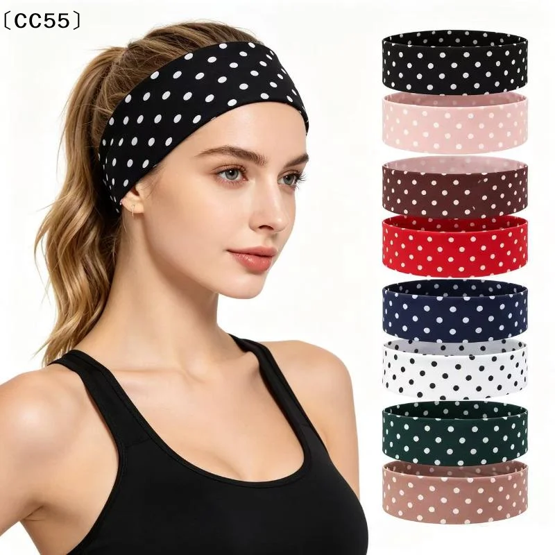 5/8Pcs Polka Dot Sports Elastic Headband Fashionable Makeup Headband, Sports & Fitness Sweat-absorbent Hairband〔CC55〕