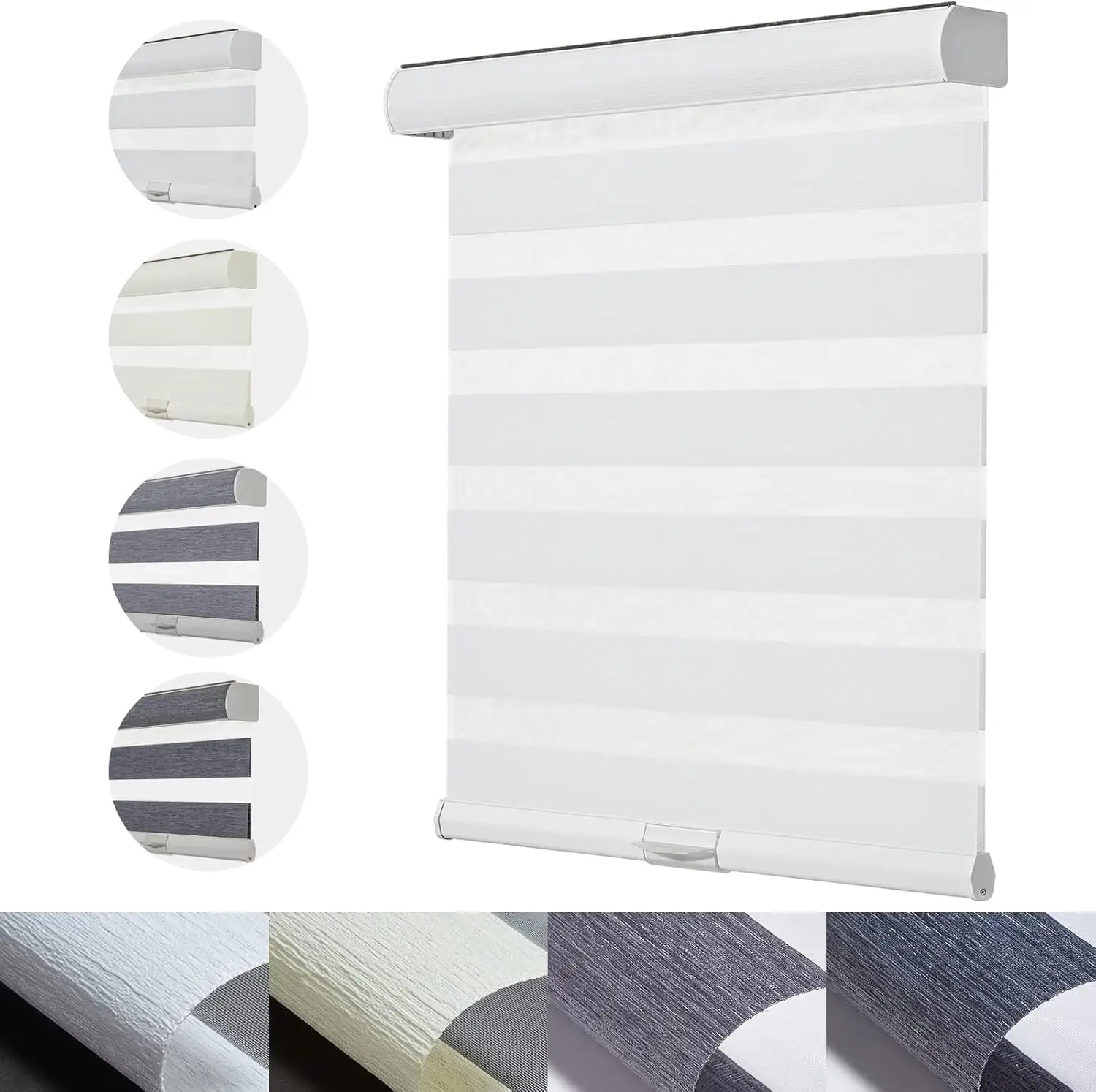 Persilux Cordless Zebra Blinds For Windows With Jacquard Pattern Roller Shades Light Filtering Sheer Window Shades For Home,