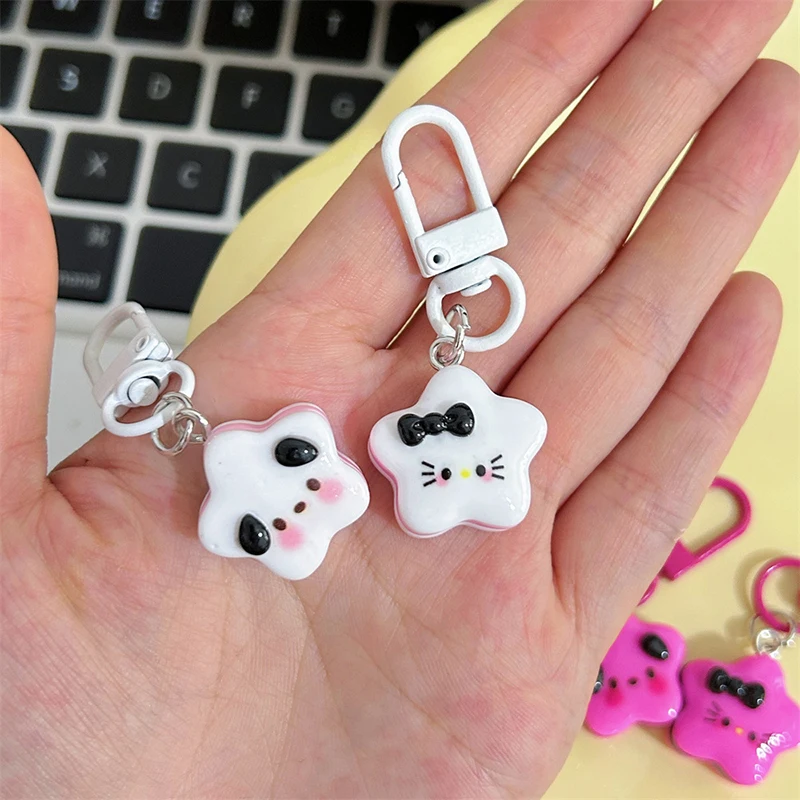 Sanurgente-Porte-clés en résine avec pendentif étoile à cinq branches, porte-clés mignon, jouets pour enfants, voiture, Hello Kitty, Kawaii