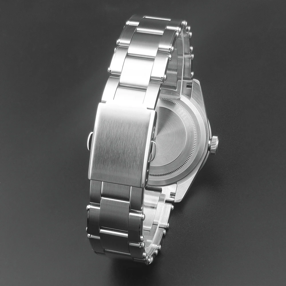 Manbushijie 39mm silver sterile watch case domed sapphire glass fit NH35 NH36 NH34 ETA2824 PT5000 movement - view 3