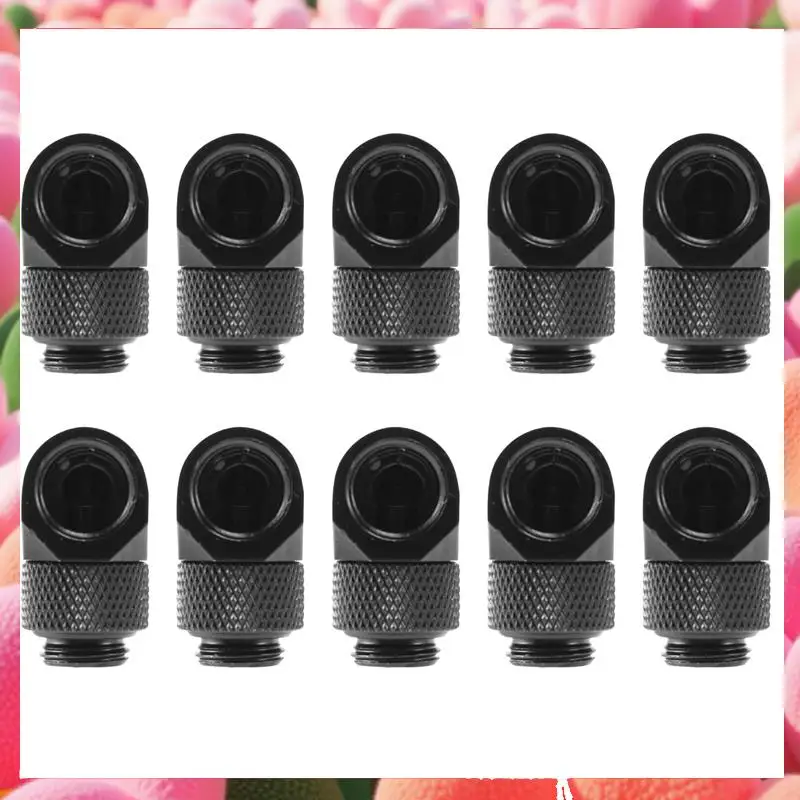 

10X 12.9Mm G1/4 Thread 90 Degree Rotary Tube Connector Fitting For Pc Water Cooling Black-ABJU