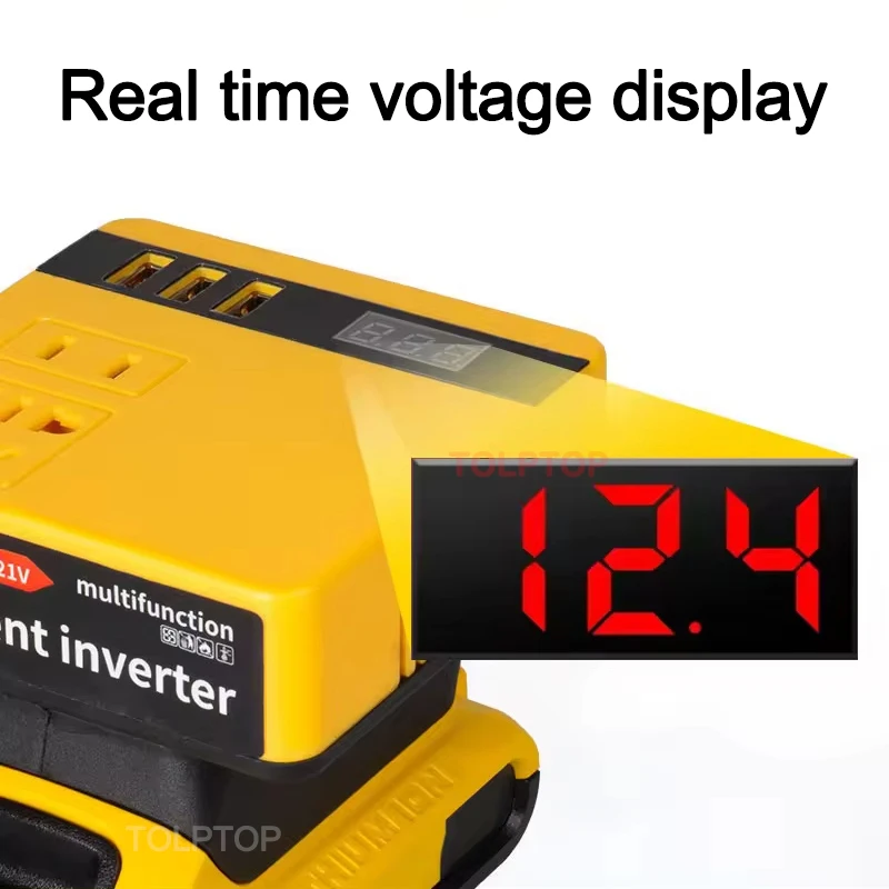 Imagem -06 - Multifunções Intelligent Lithium Battery Inverter Trabalho ao ar Livre Inverter para Makita Dewalt Milwaukee com Tensão Display 220v