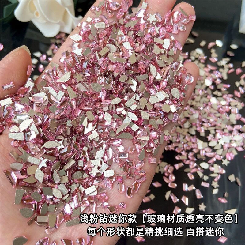 100 pz rosa chiaro di forma diversa multicolore cristallo elegante strass 3D Manicure Nail Art decorazione Charms gioielli