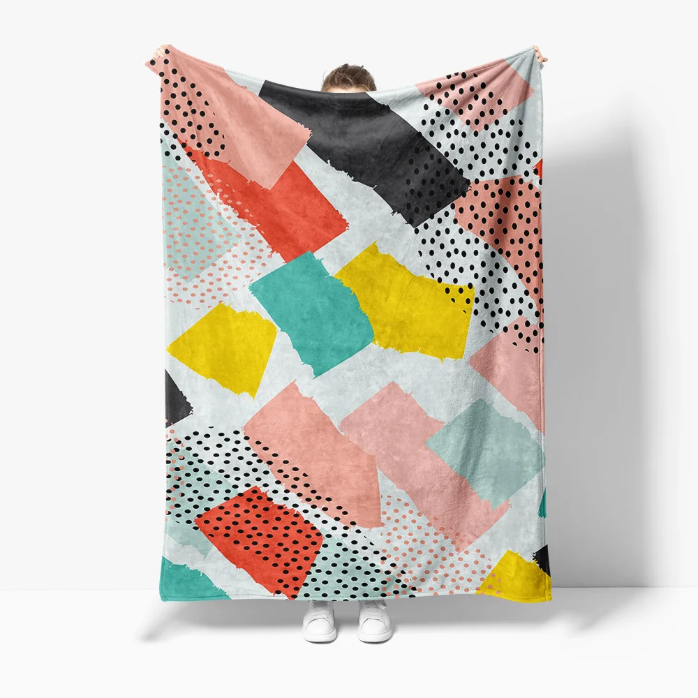 

Красочное лоскутное одеяло с геометрическим рисунком для детей-подростков, диван-кровать, декоративное одеяло, подарок