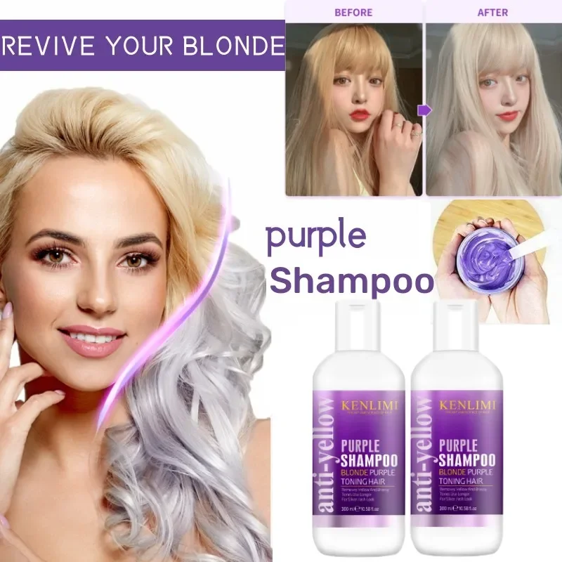 

Purple Shampoo Blonde Platinum Bleached Silver Gray Remove Yellow Tones Brassiness Shampoo Nourishing Beauty Care