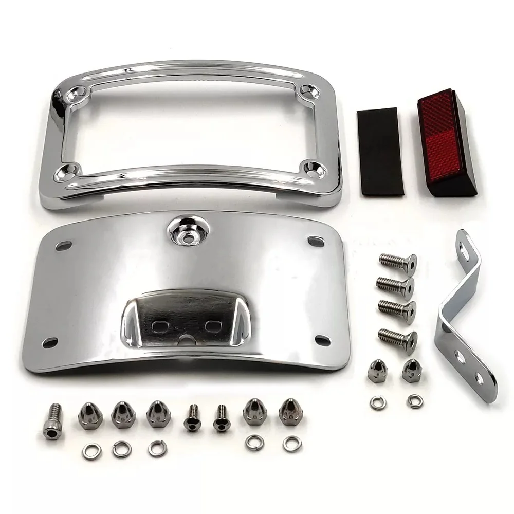 Motorcycle Laydown Curved License Plate Bracket For Harley Softail Deluxe FLSTN 2005-2017 Springer Classic FLSTSC 2005-2007 - view 3