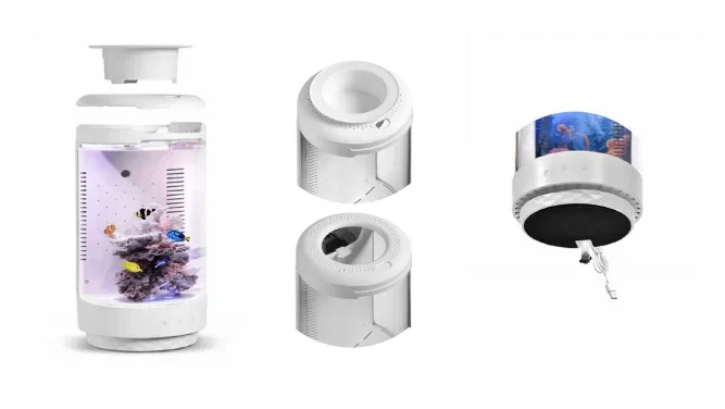 MicMol USB -C Free Install Smart Acrylic Desk Aquarium Tank with Lamp Filter Quick Aquarium Tank