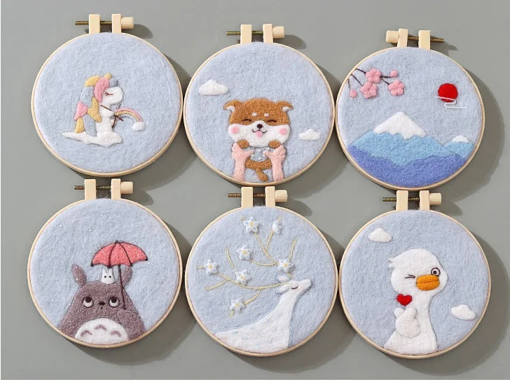 Wool felt frame kit for DIY, cute picture frames, felting pendant, craft needlecraft, handmade