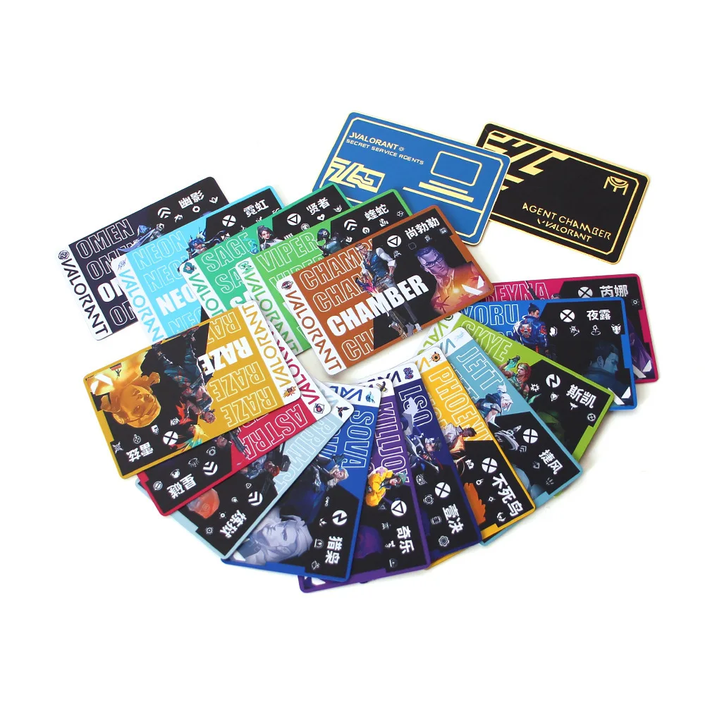 Valorant CHAMBER، NEON، PHOENIX، CYPHER لعبة شخصية بطاقة معدنية لعبة الدعائم نموذج هدايا لمجموعات الأصدقاء #6